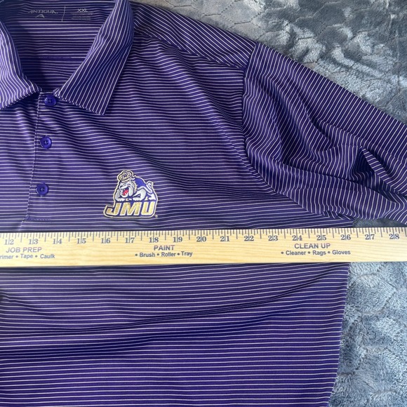 Antigua JMU Dukes Polo Shirt Mens XXL Purple Striped Short Sleeve Performance - Picture 6 of 7